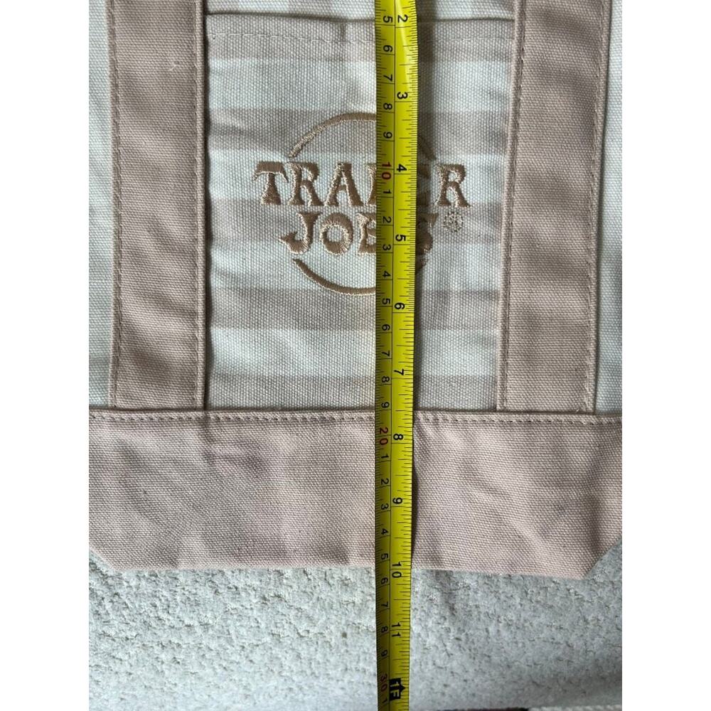 Trader Joe's Beige Striped Mini Canvas Tote Bag NWT - Picture 6 of 6